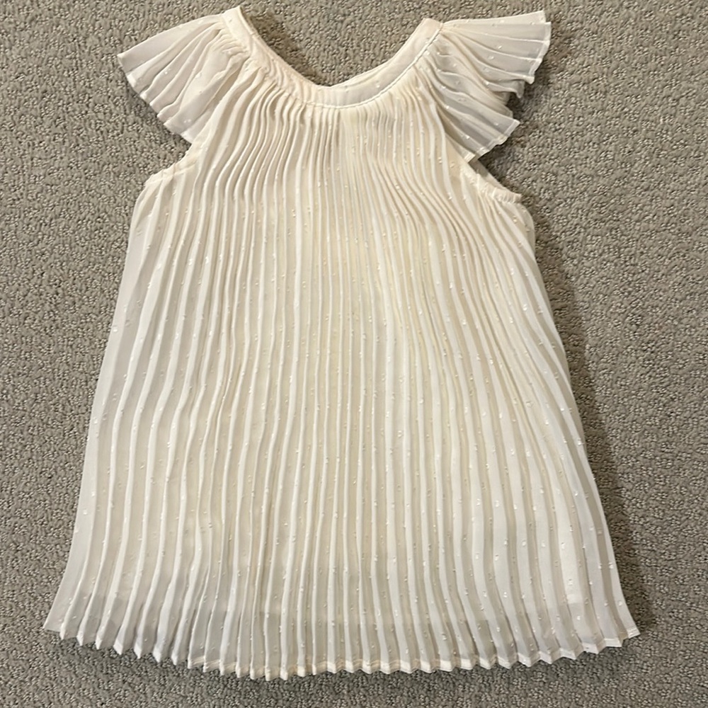 Elegant White Pleated Kids Dress